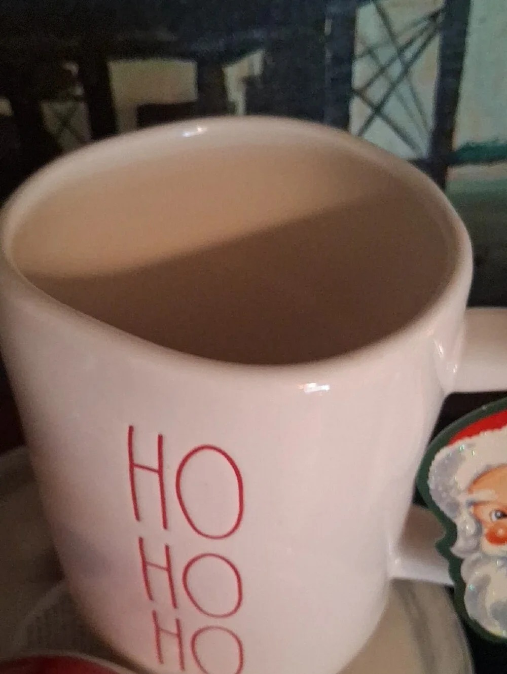 🎄Rae Dunn White Ceramic 'HO HO HO' Mug with Red Santa Hat Lid